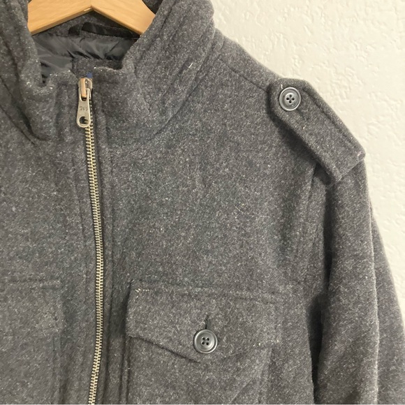 Gap Black Wool Military Zip Coat - Picture 3 of 5